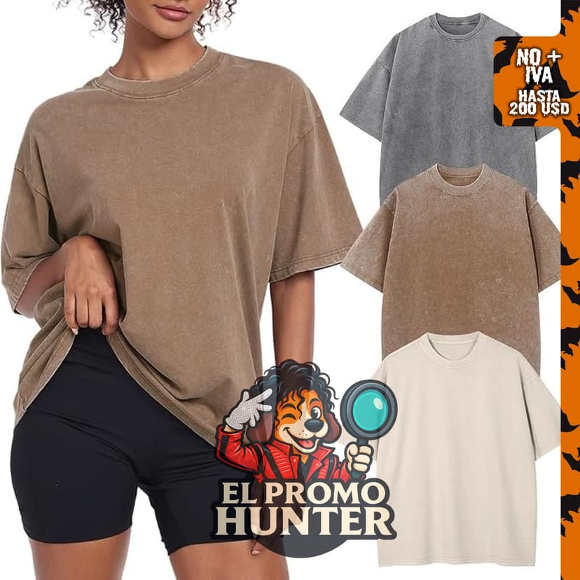 Camisetas vintage de gran tamaño para mujer, de algodón lavado ácido, manga corta.