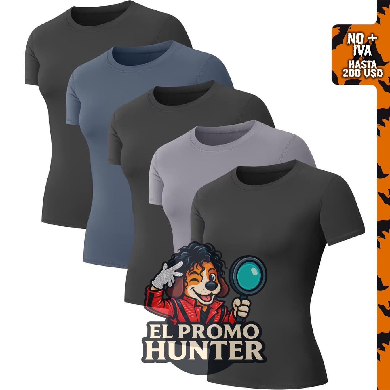 Paquete de 5 camisetas de compresión para mujer, manga corta.
