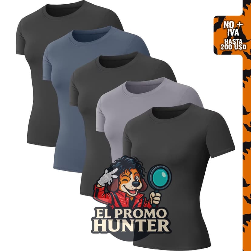 Paquete de 5 camisetas de compresión para mujer, manga corta.