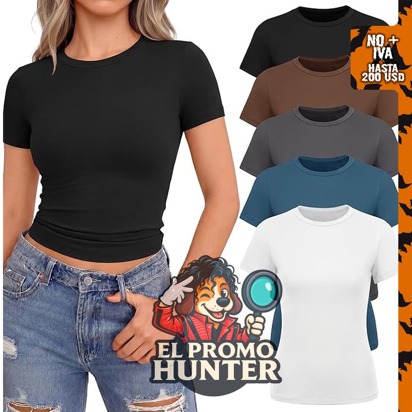 Paquete de 5 camisetas para mujer NexiEpoch, cuello redondo, manga corta, lisas y ajustadas.