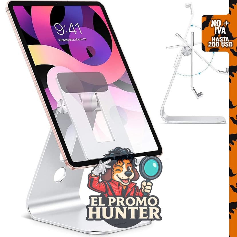 OMOTON Soporte ajustable para tablet de escritorio, compatible con dispositivos de mayor tamaño como iPad.