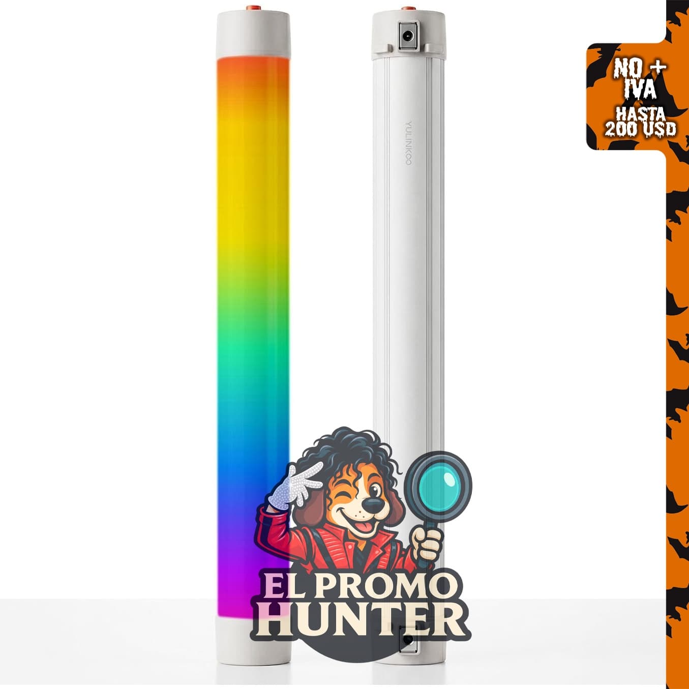 Varita de luz de mano LED RGB recargable, 4600 mAh, 2700-7500K, 9 efectos, portátil y magnética.