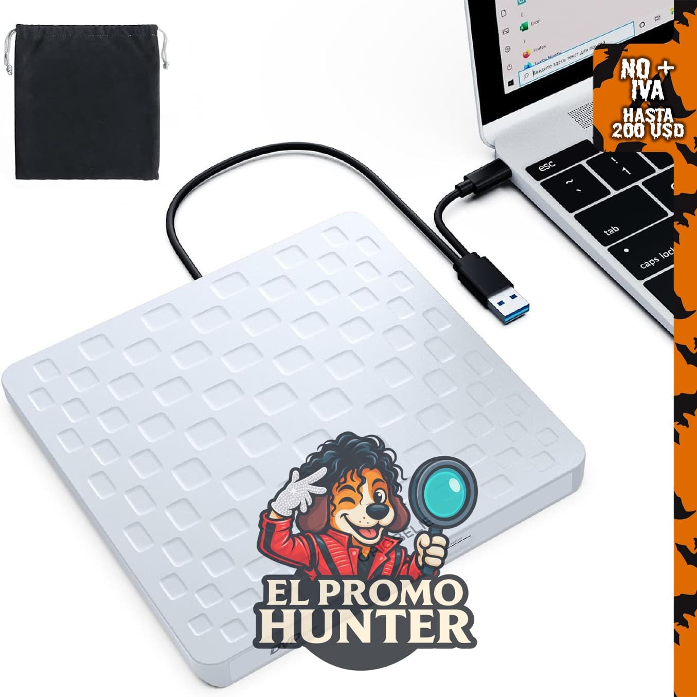 ORIGBELIE Unidad Externa de CD/DVD para Laptop, USB 3.0 Tipo-C, 13 mm de grosor.
