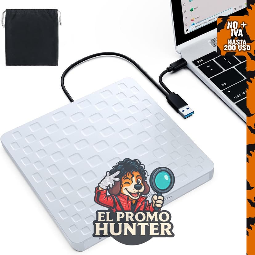 ORIGBELIE Unidad Externa de CD/DVD para Laptop, USB 3.0 Tipo-C, 13 mm de grosor.