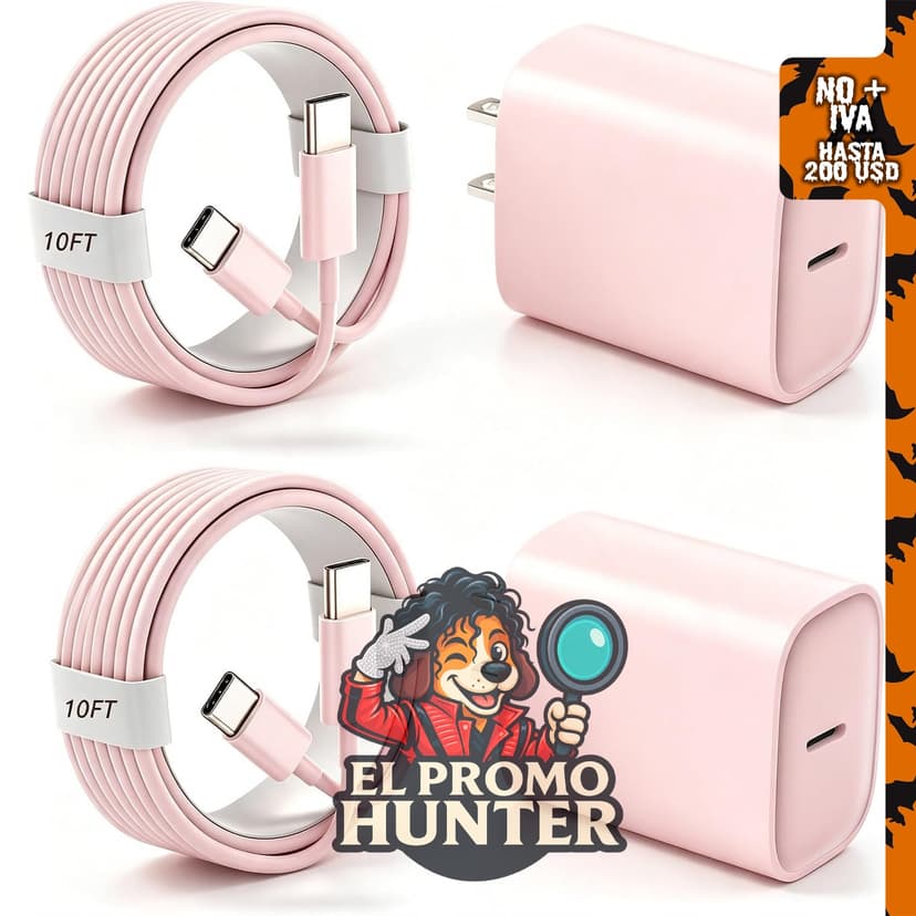 Cargador rápido de 20W para iPhone 18, 17, 16 Pro Max, con doble puerto USB-C.