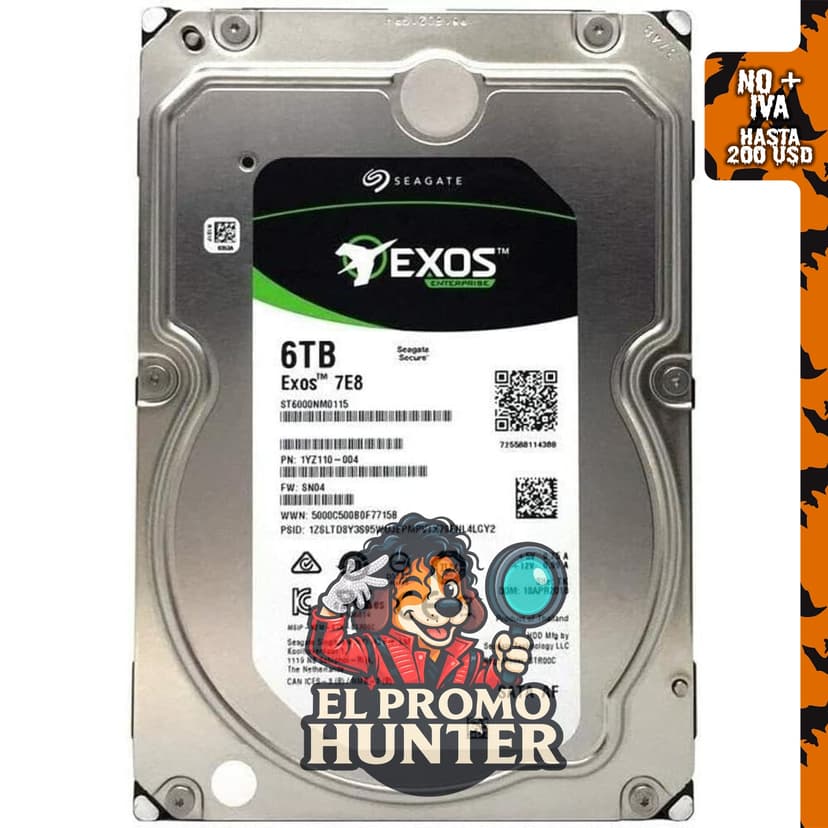 Amazon Renewed ST6000NM0115 Disco duro interno de 3.5" con 6TB, 7200 RPM, SATA 6Gb/s y 256MB de caché.