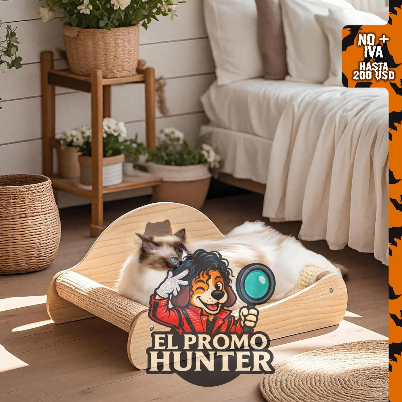 Cama rascador de sisal grande de 23" (58 cm) para gatos de interior.