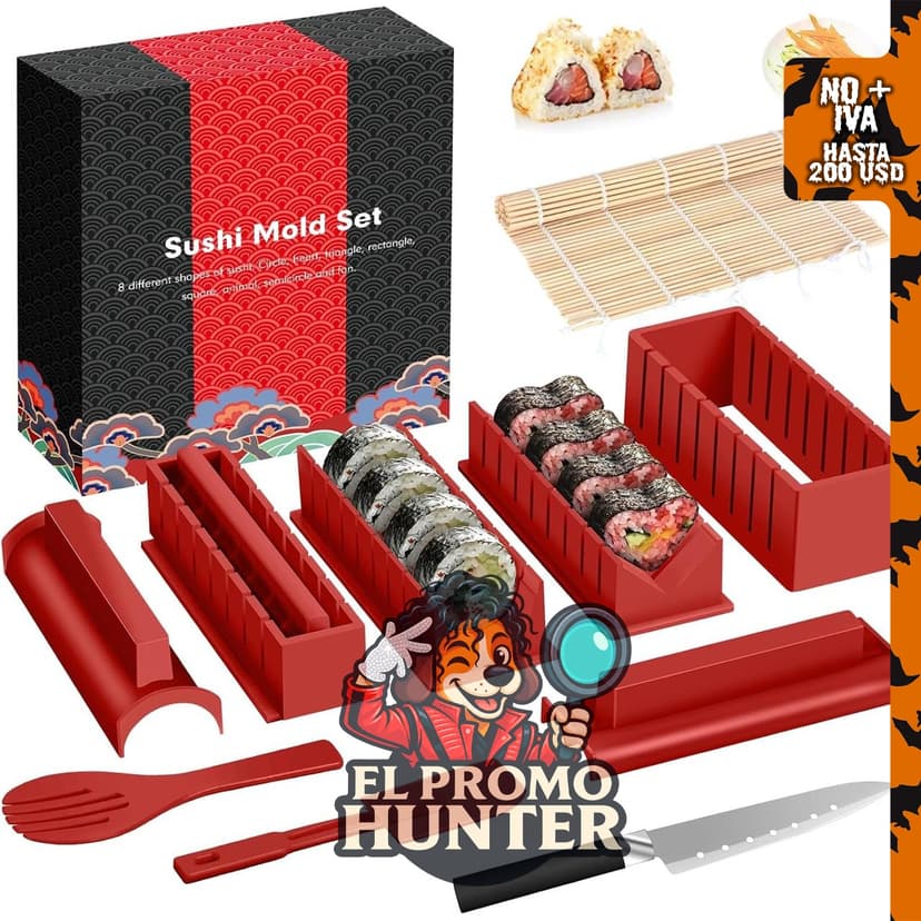 HI NINGER Kit de fabricación de sushi, 12 piezas con moldes y utensilios.