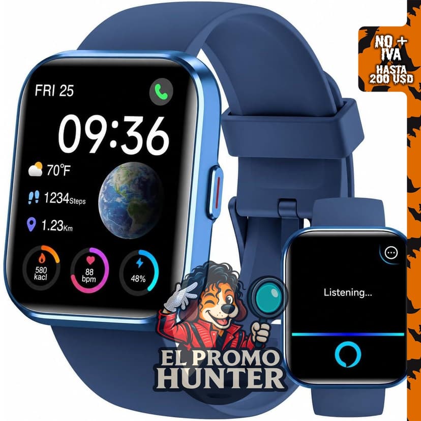 Reloj inteligente de 1.85" para mujeres y hombres.