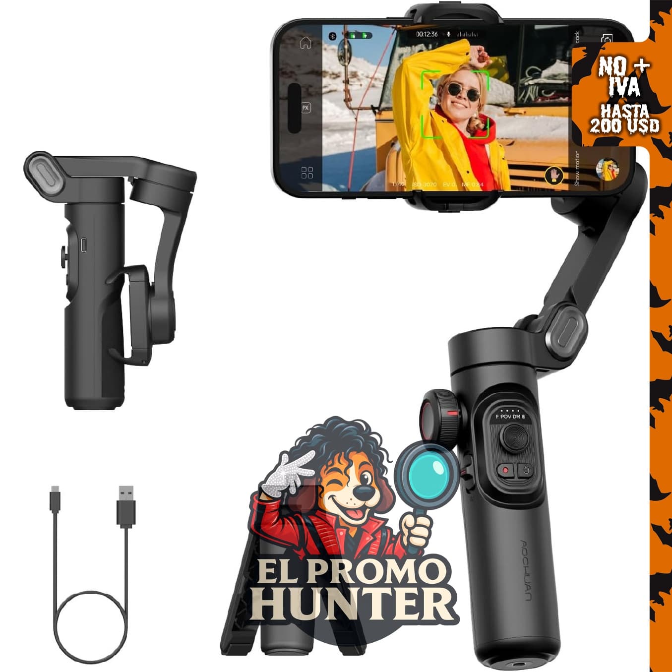 AOCHUAN Smart XE Gimbal estabilizador con seguimiento de enfoque para iPhone.