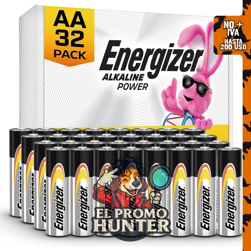 Energizer AA Batteries Alkaline Power, paquete de 32 pilas alcalinas.