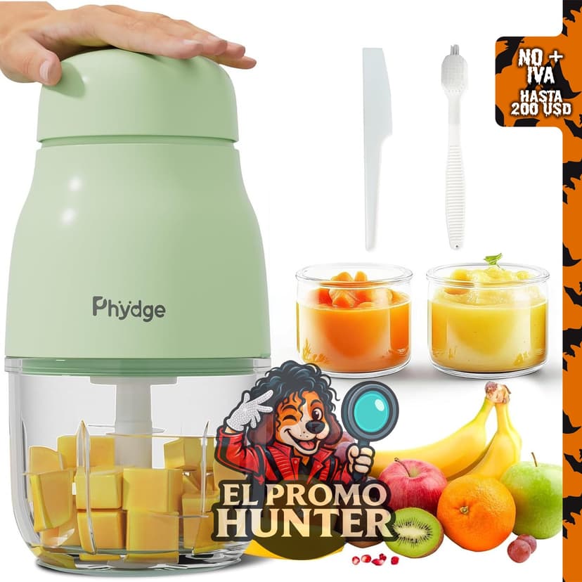Procesador de alimentos para bebés de 10 oz con 8 cuchillas y cuenco de vidrio sin BPA.