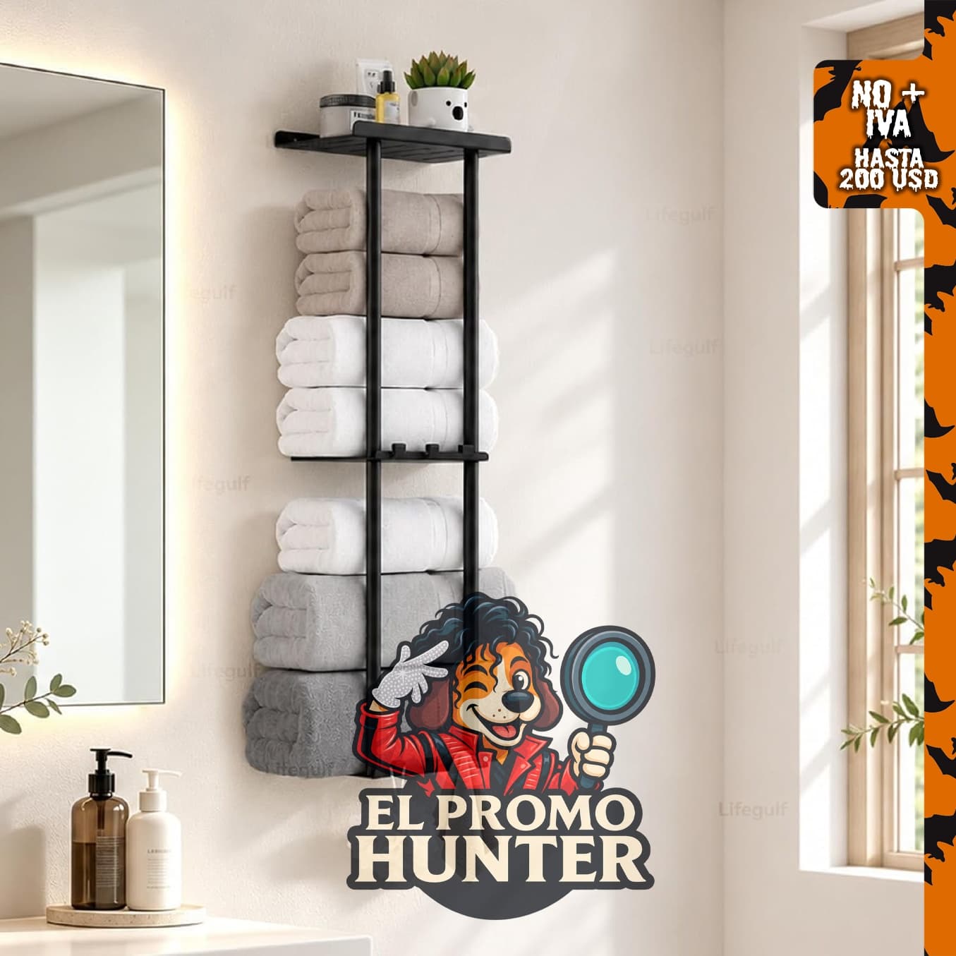 Toallero montado en la pared de 3 niveles para almacenamiento de Lifegulf.