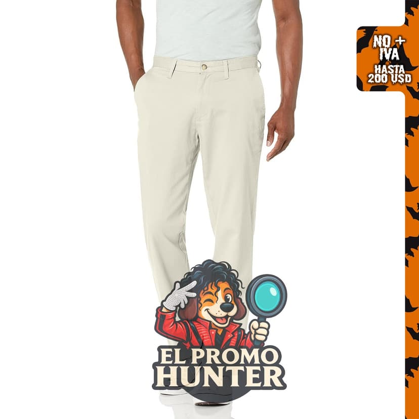 Nautica Pantalón Chino de Corte Clásico con Frente Plano Elástico Sólido Deck para Hombre.