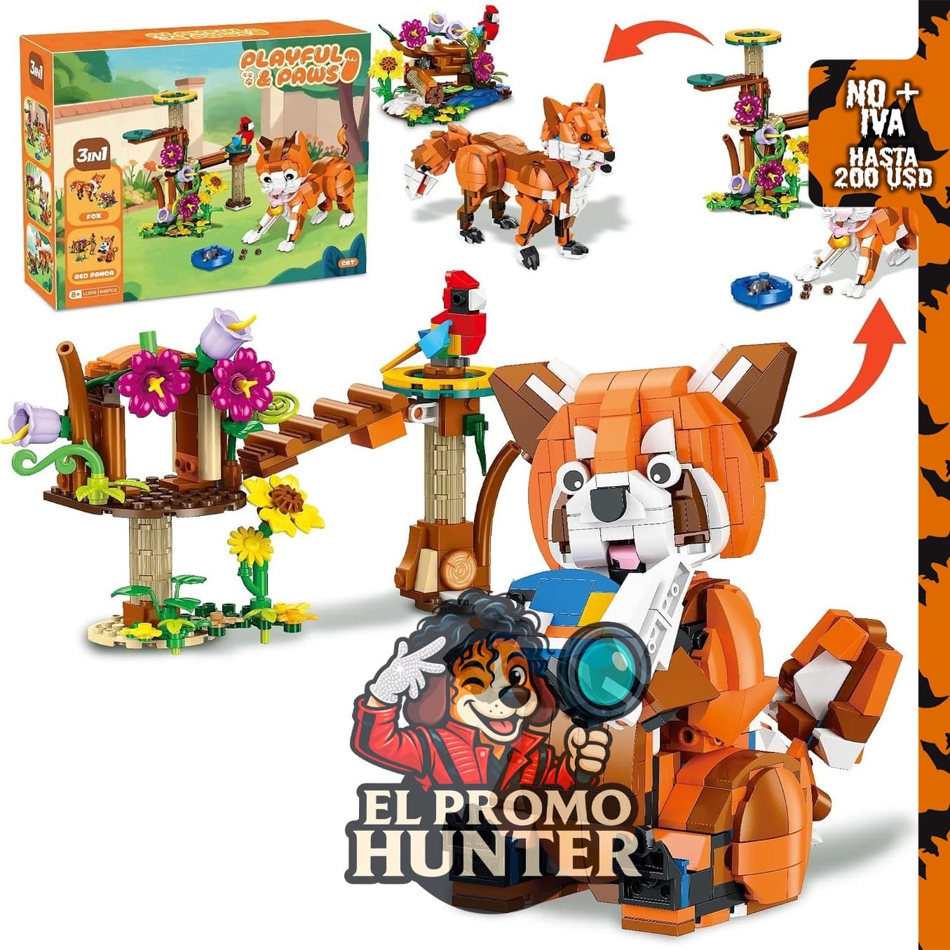 Juego de construcción de animales 3 en 1 para niños.