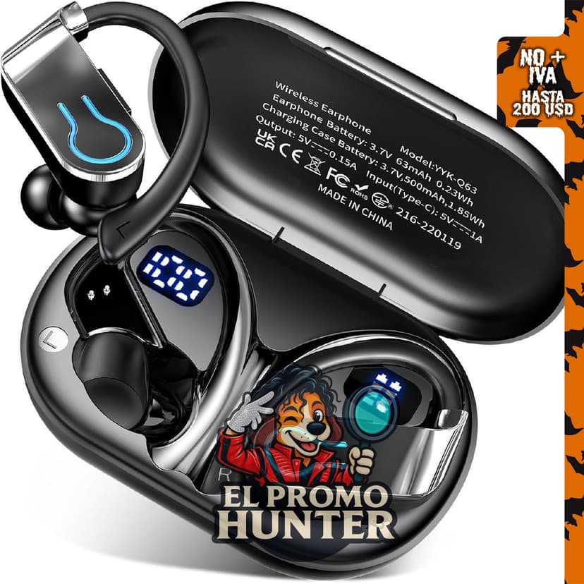 Auriculares VNMN inalámbricos con Bluetooth, duración de batería de 120 horas.