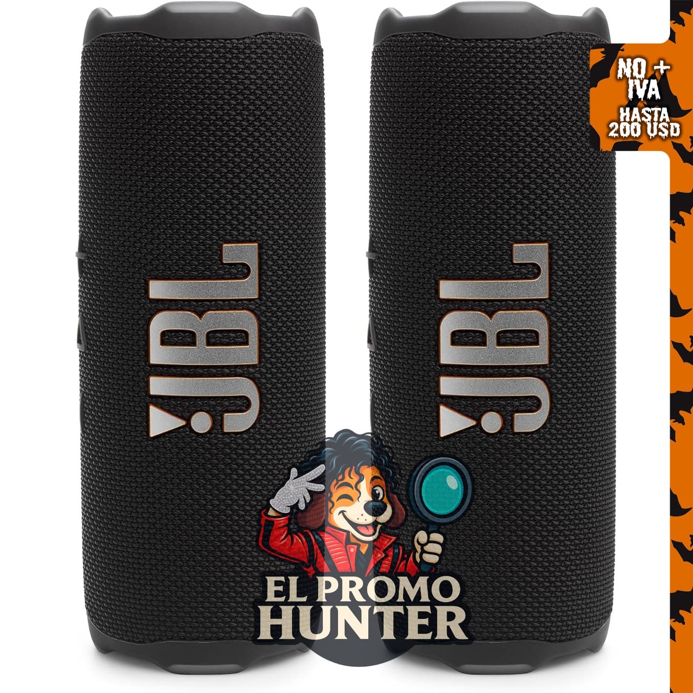 JBL Flip 7 Bocina portátil impermeable, par (negro).