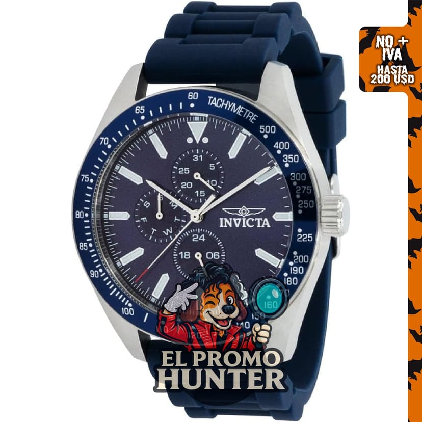 Reloj de cuarzo Invicta Aviator 1.772 in (4.5 cm) para hombre, color azul.