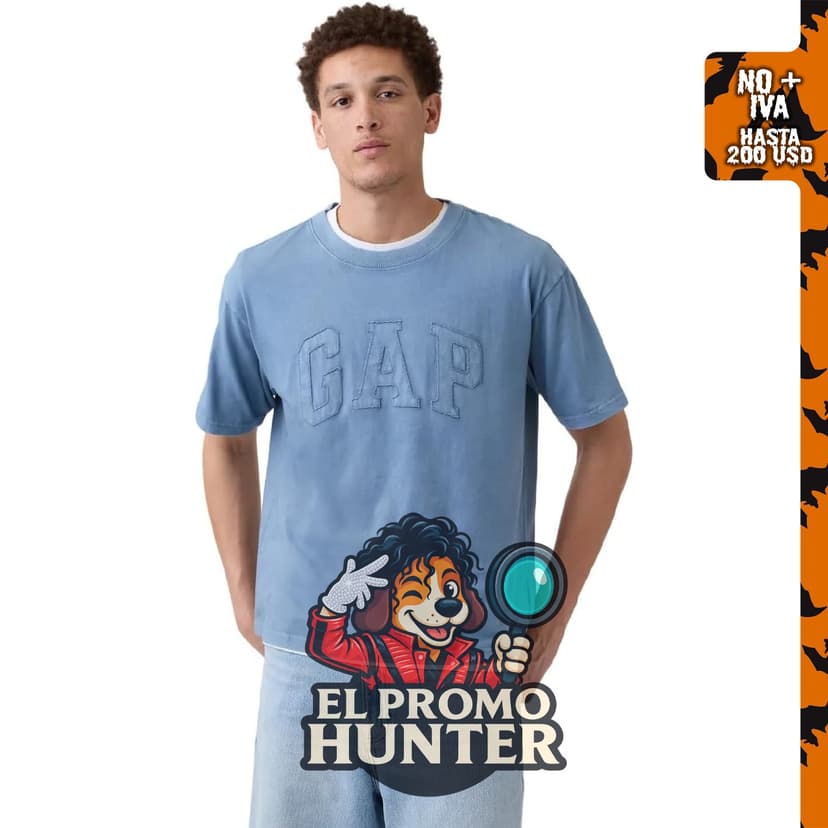 Camiseta Gap de hombre, suave, con cuello redondo y logotipo cuadrado.