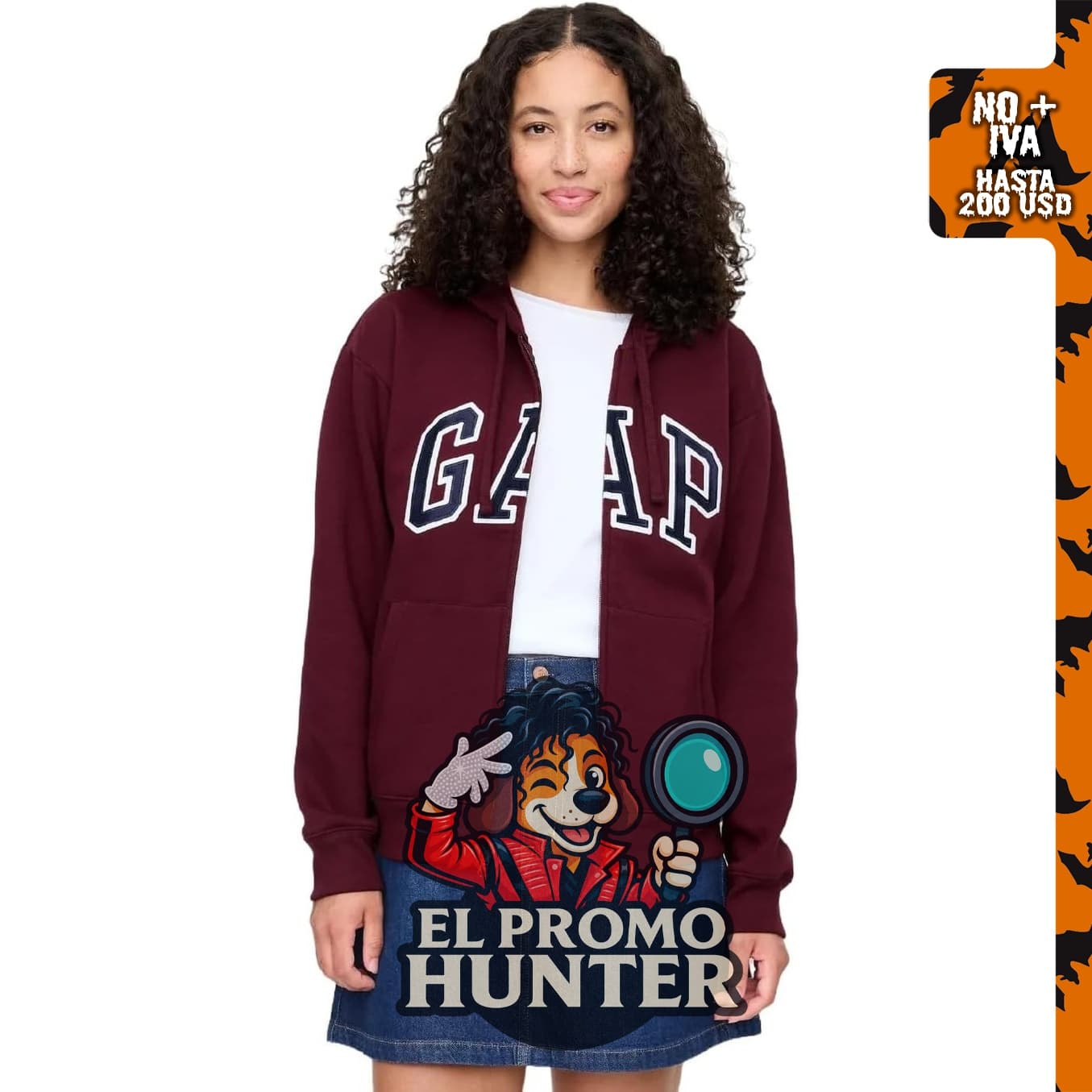 Sudadera con capucha de mujer GAP con cremallera completa y logo.