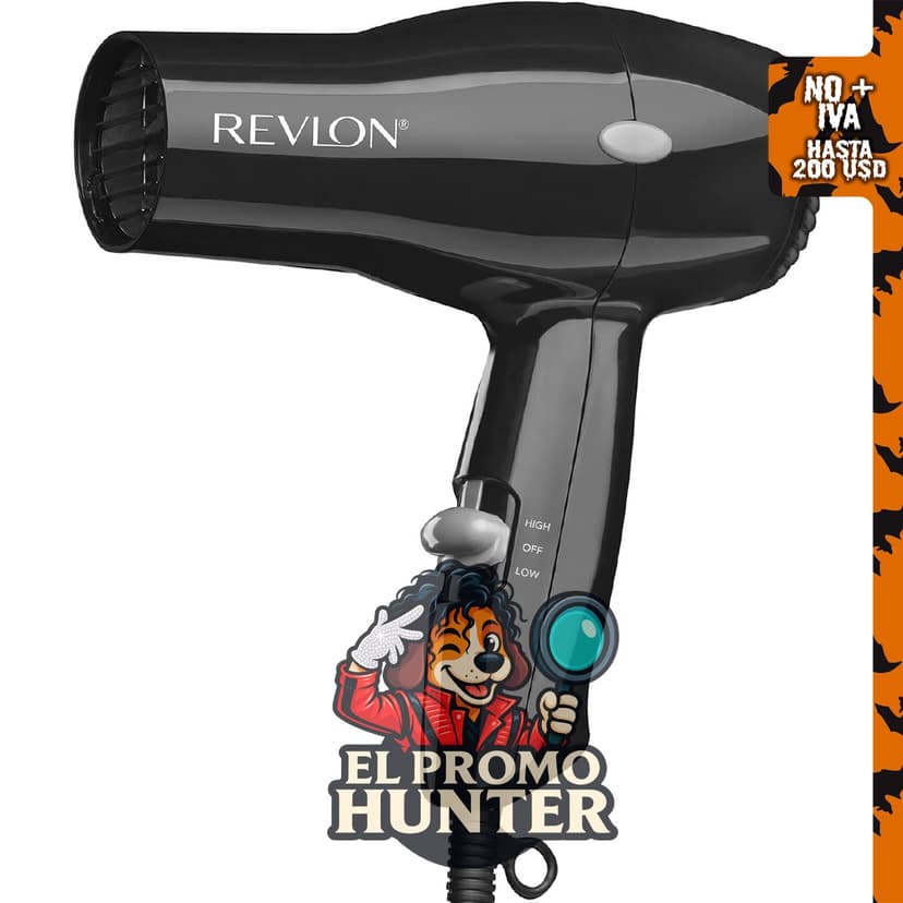 Revlon Secador de pelo compacto de 1875 W, diseño ligero.