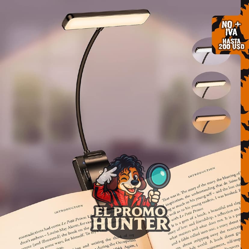 Gritin Luz de libro recargable con 19 LED para lectura nocturna.