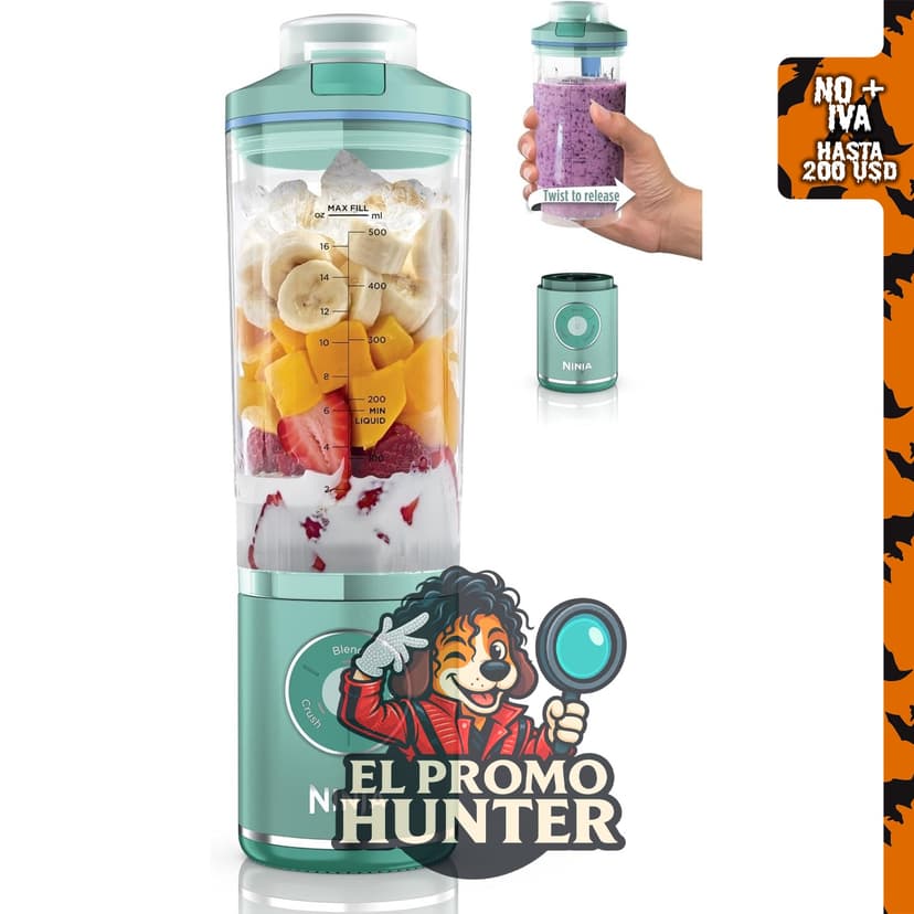 Ninja Blast Max BC251BL1 Batidora portátil de 22 oz (650 ml), color azul cristal de mar.
