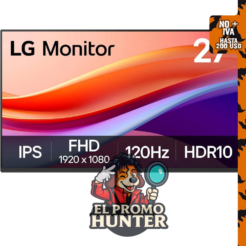 Monitor LG 27U411A-B de 27" Full HD (1920 x 1080), IPS, 120Hz, HDR10, Modo Lector, HDMI.