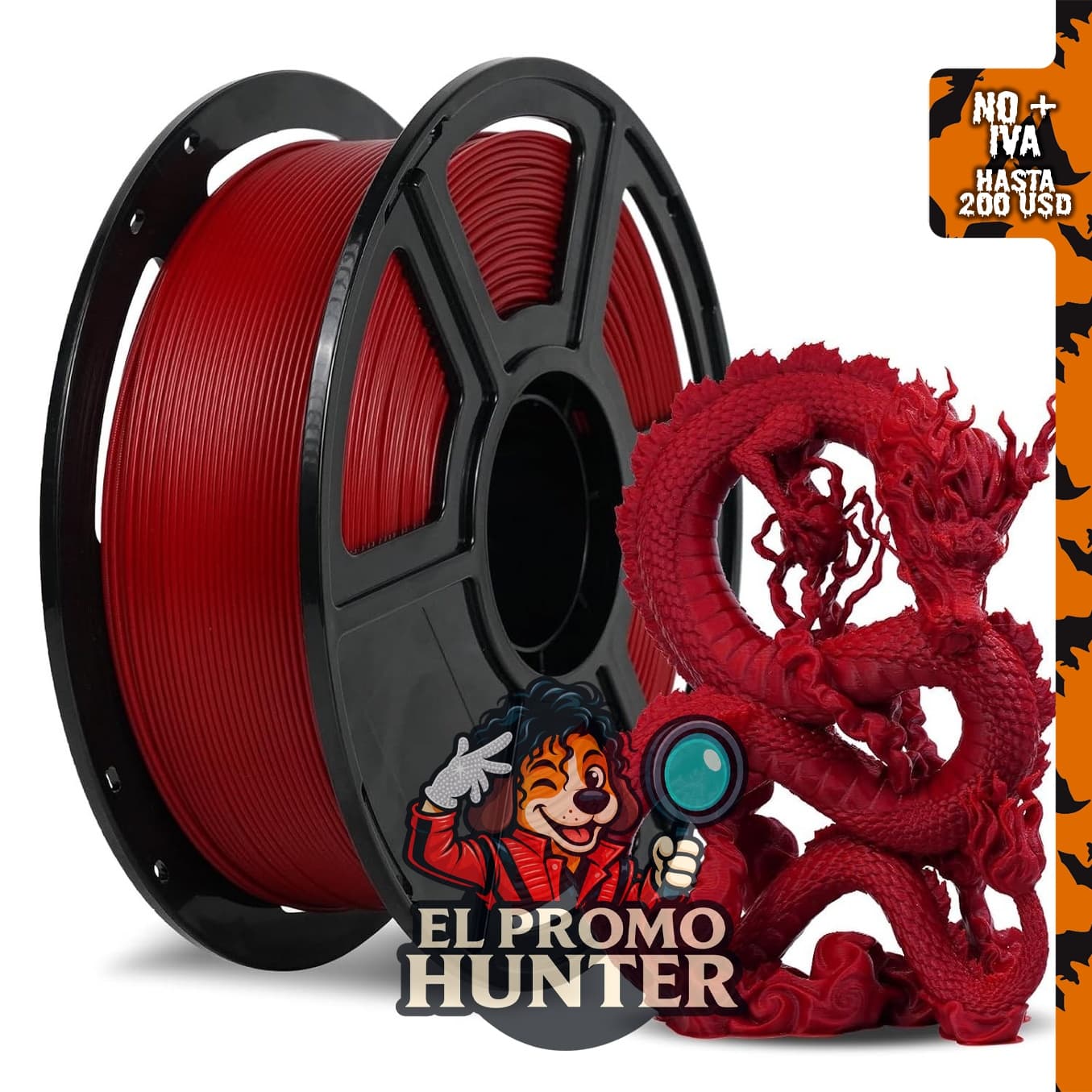 FLASHFORGE Rapid PLA Filamento 1.75mm Rojo Rubí, bobina de 1 kg para impresoras 3D.