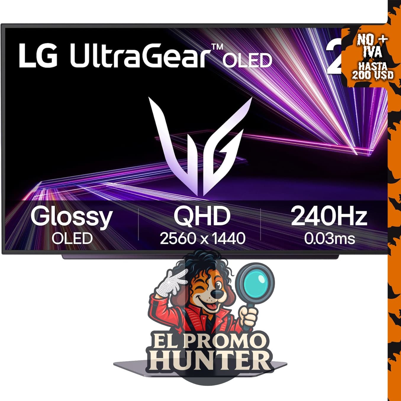 Monitor de juegos LG 27GX704A-B de 27" (68.6 cm) QHD OLED, 240Hz, 0.03ms, compatible con G-Sync y FreeSync.