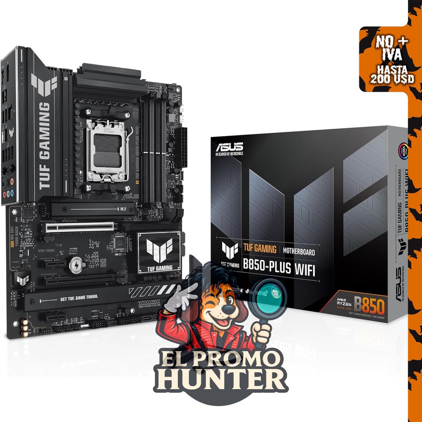 ASUS TUF Gaming B850-PLUS WiFi AMD AM5 B850 ATX Placa base con soporte para DDR5 y PCIe 5.0.
