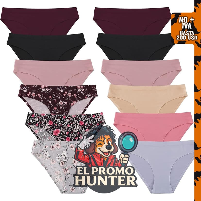 FINETOO Paquete de 12 unidades de ropa interior de corte hipster sin costuras para mujer, talla XS-XL.