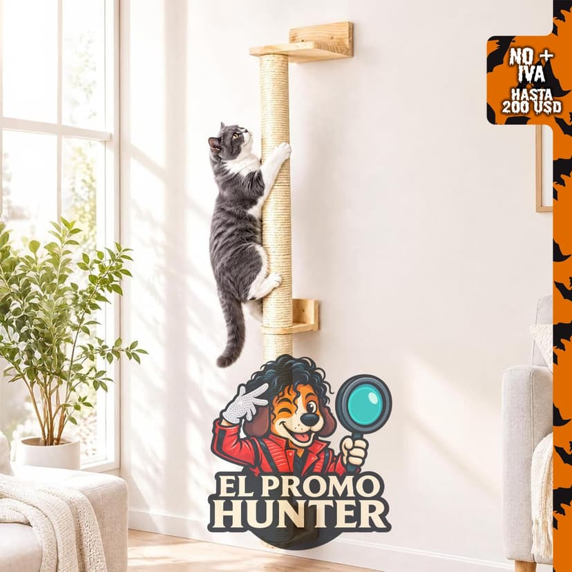 Rascador de pared para gatos WNETONE, ajustable hasta 72" (183 cm).