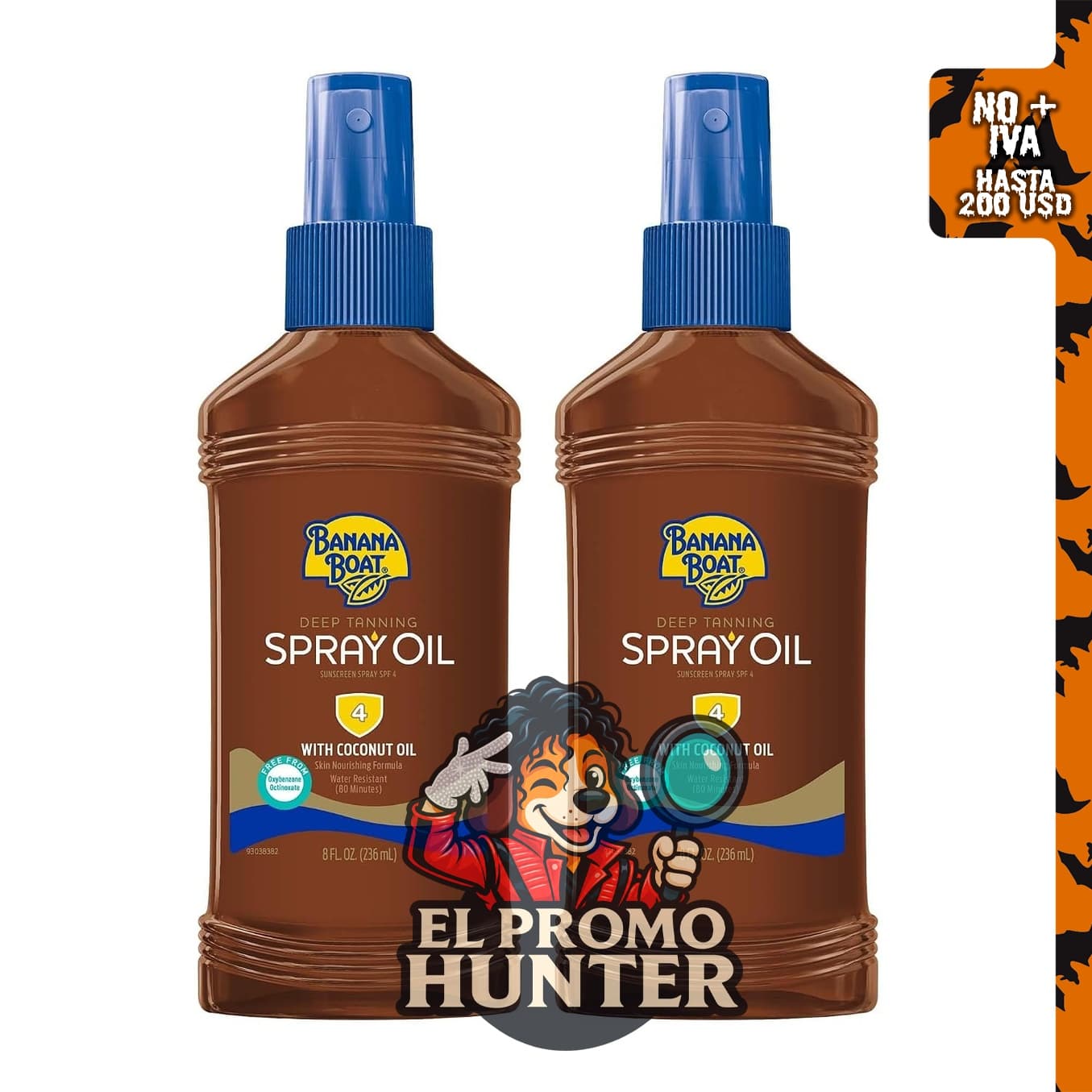 Banana Boat Spray de aceite de bronceado profundo SPF 4, 236 ml.