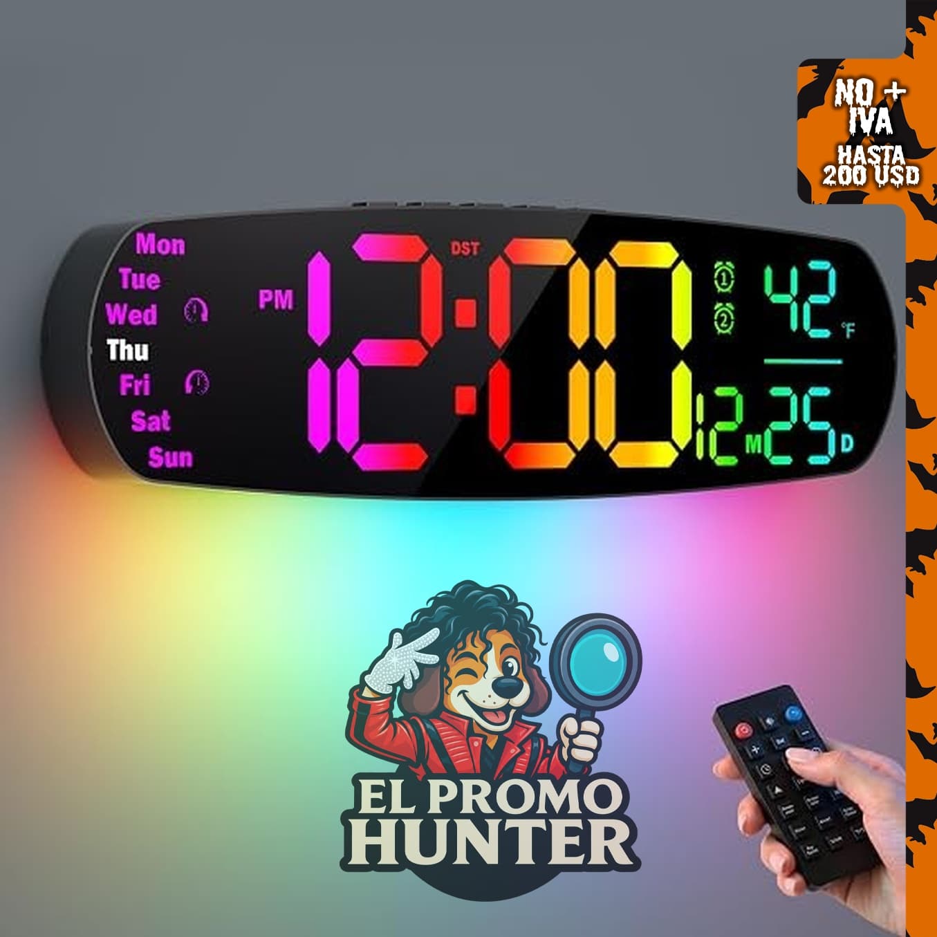 Reloj de pared digital ANALOI, pantalla de 14,4" (36,6 cm).