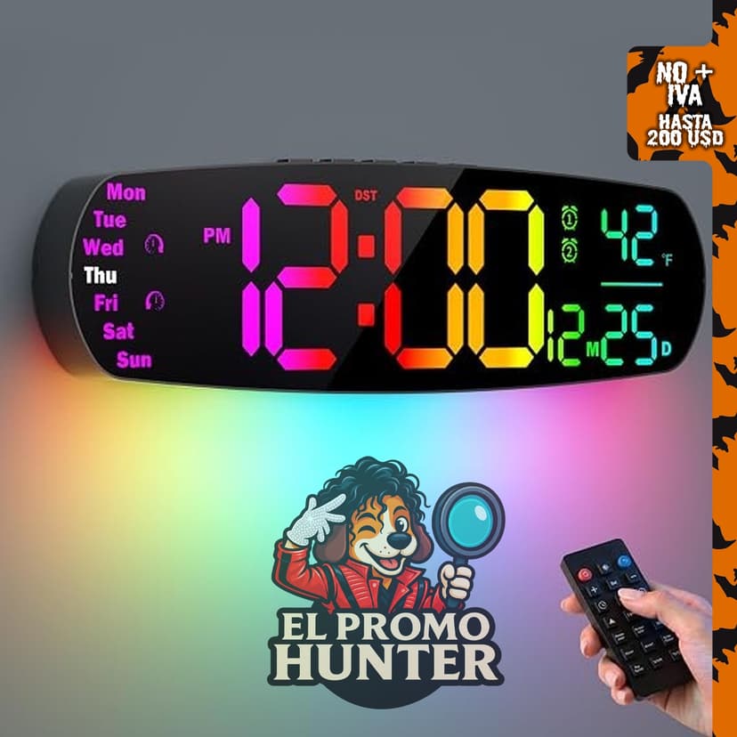 Reloj de pared digital ANALOI, pantalla de 14,4" (36,6 cm).