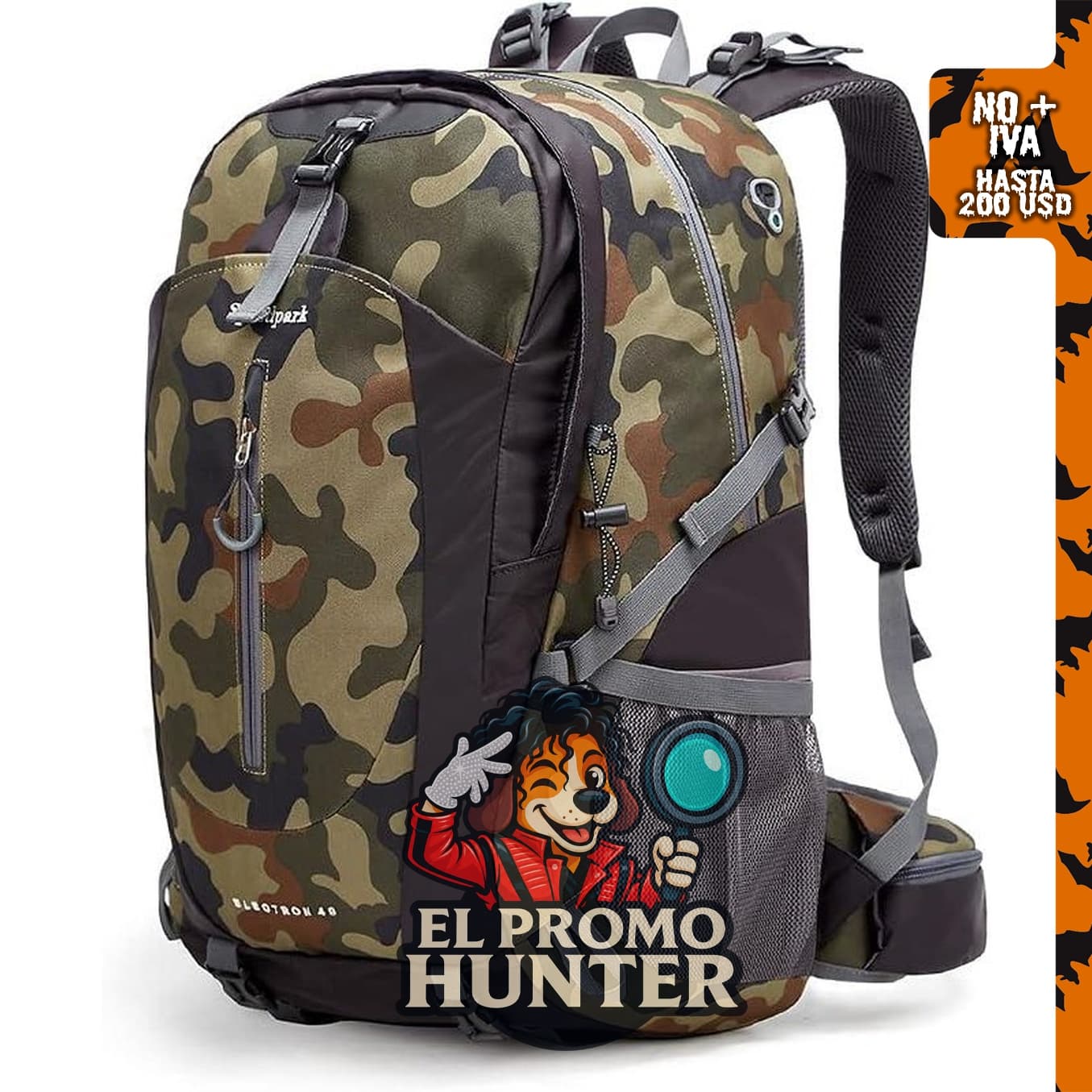 SPEEDPARK Mochila de Senderismo 40L impermeable con cubierta para lluvia, adecuada para actividades al aire libre.