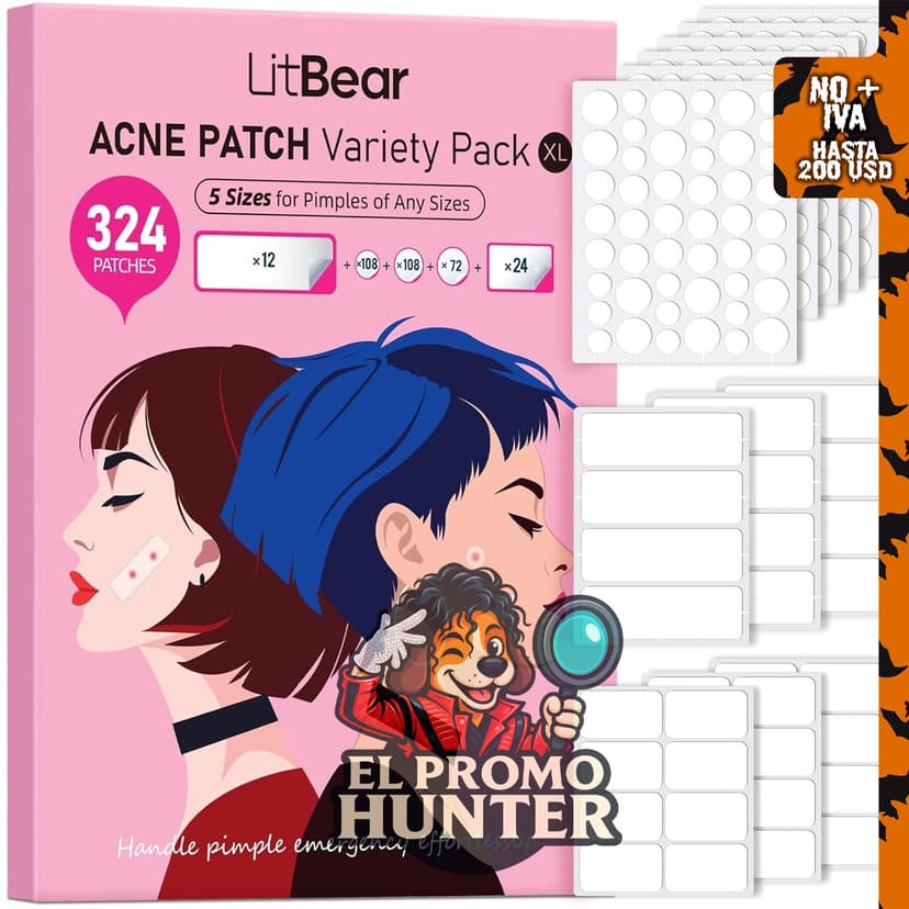 LitBear Parches grandes para espinillas, 324 parches hidrocoloides XL para rostro y cuerpo.