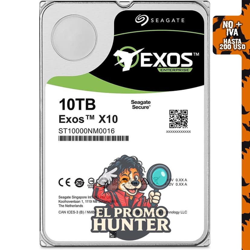 Disco duro Seagate ST10000NM0016 de 10TB, 7200 RPM, SATA 6.0 Gb/s, 256MB caché, 3.5" (renovado).