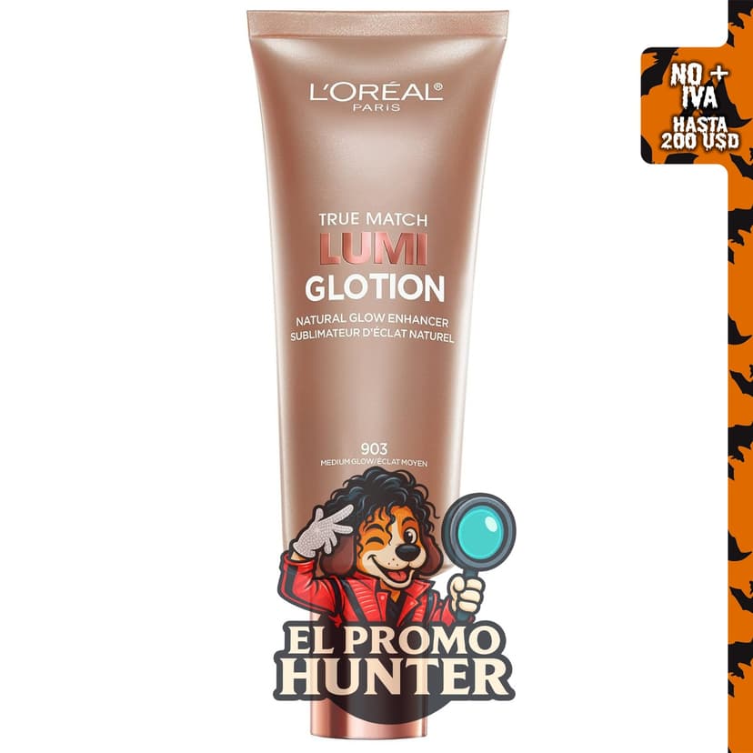 L'Oréal Paris Maquillaje True Match Lumi Glotion 903 Medio, potenciador de brillo natural y gotas bronceadoras.