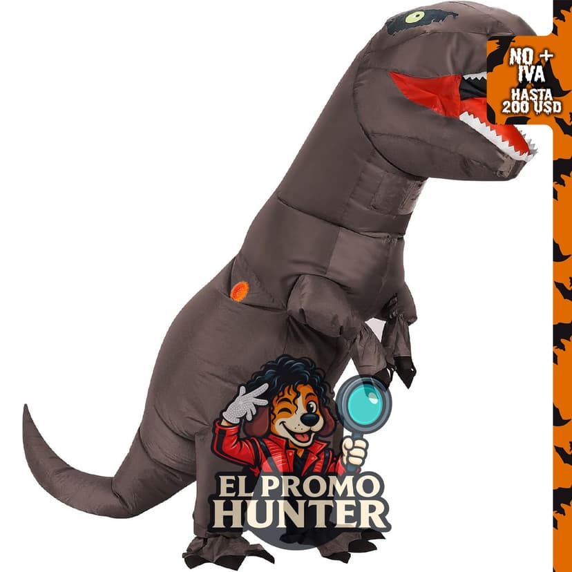 Disfraz inflable de dinosaurio T-Rex para adultos, adecuado para Halloween.