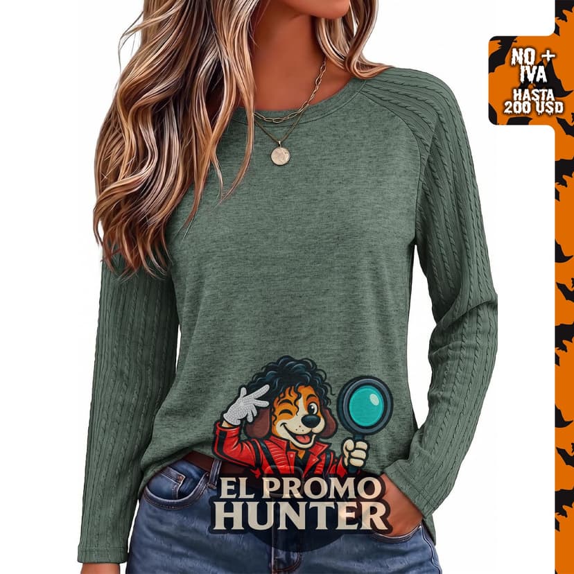 SAMPEEL Suéter de manga larga para mujer, cuello redondo, diseño moderno de otoño, talla extragrande.