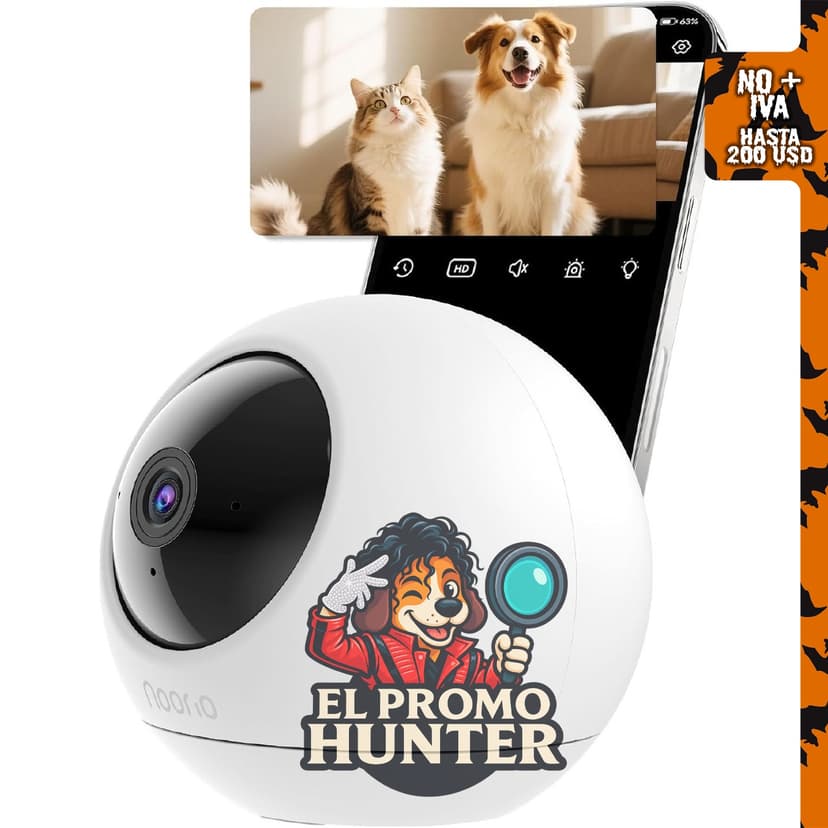 Noorio Cámara de seguridad interior 2K, monitor para bebés y mascotas.