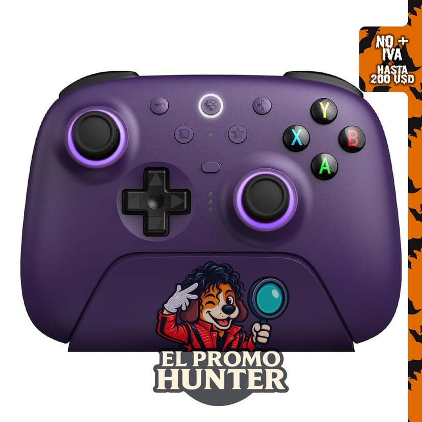 Controlador de videojuegos inalámbrico 8Bitdo Ultimate 2 con base de carga - Color púrpura.