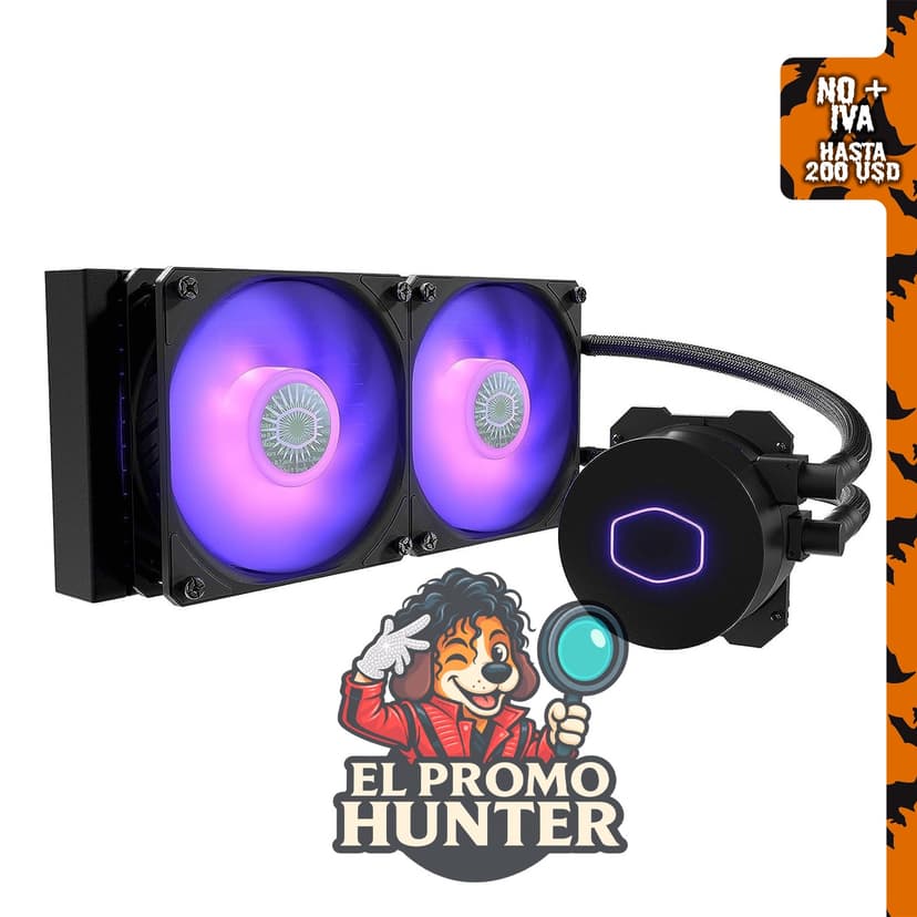 CoolerMaster MasterLiquid ML240L RGB V2, enfriador líquido AIO con radiador de 240 mm y bomba de cámara dual.