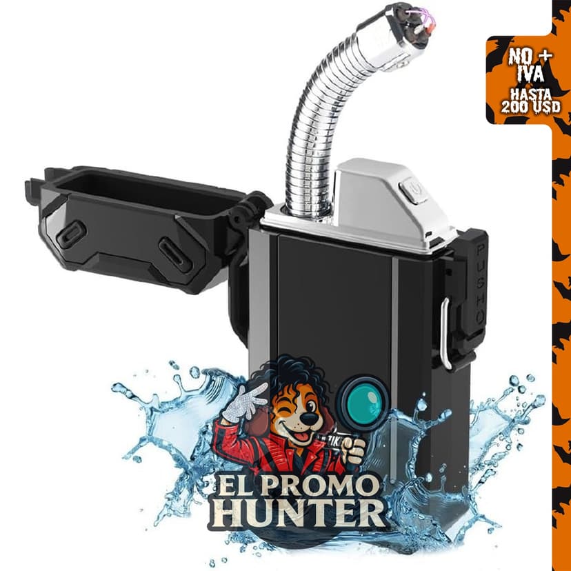 Encendedor eléctrico recargable por USB de doble arco con cuello largo retráctil, impermeable y a prueba de viento.