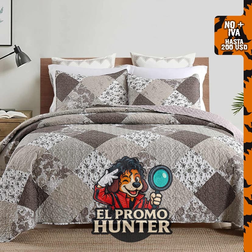 Boryard juego de edredón King de 3 piezas, colcha ligera (264 x 229 cm) con 2 fundas de almohada (51 x 91 cm).
