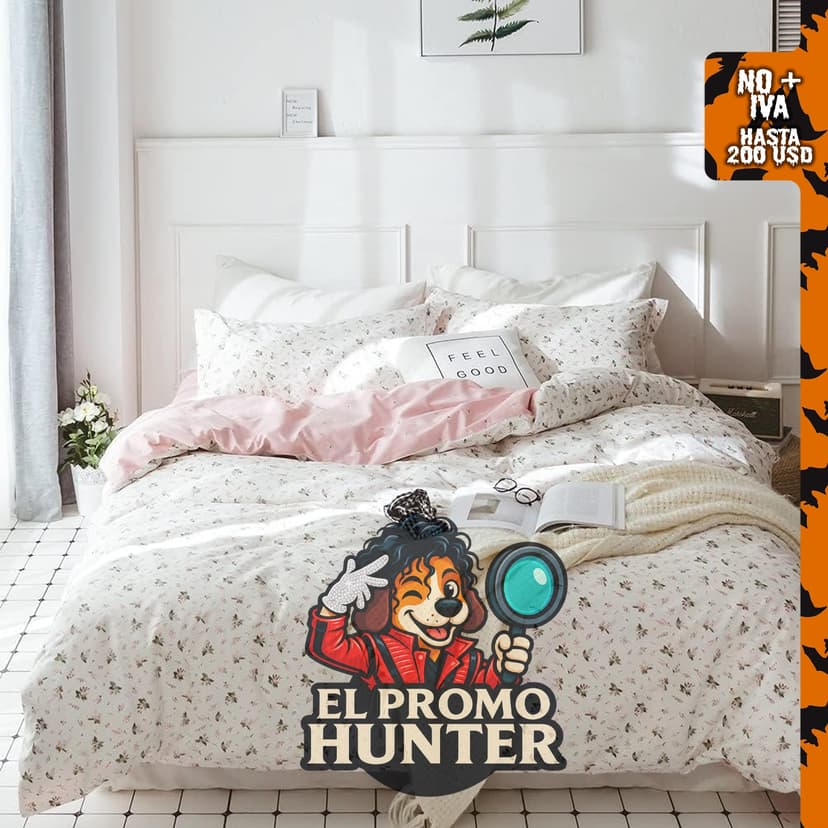 Juego de edredón floral TISPLR tamaño Queen, 3 piezas con estampado de flores rosas.