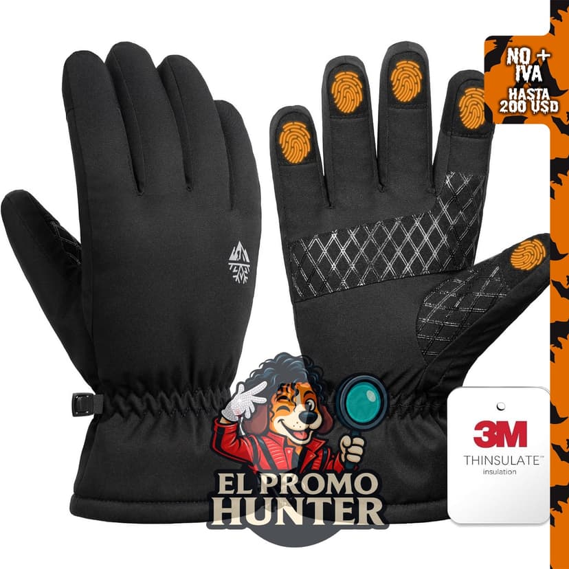 Pixel Panda Guantes térmicos impermeables para invierno, diseñados para hombres.
