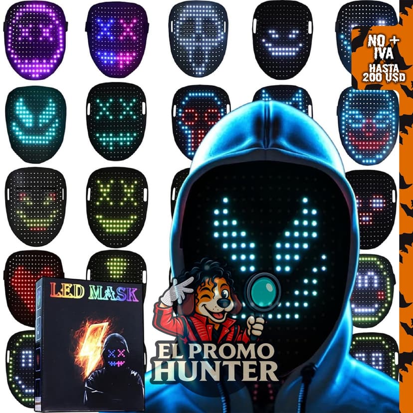 Máscara de luz LED con detección de gestos, adecuada para juegos de imitación.